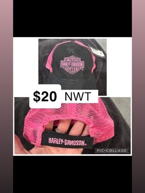 Harley-Davidson Black & Pink Mesh Trucker Hat with Embroidered Logo